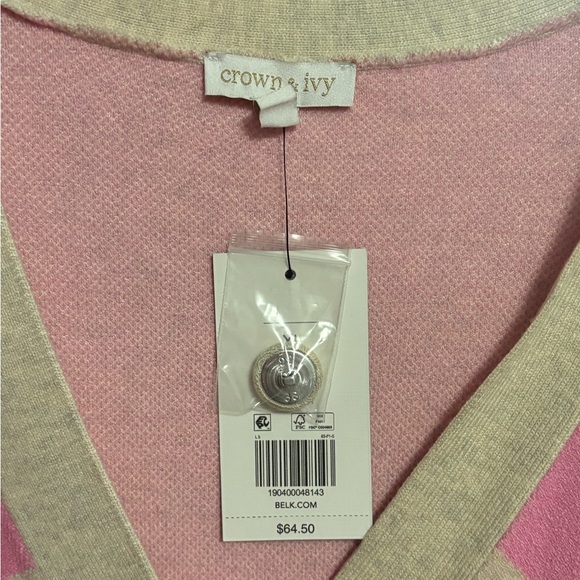 Crown & Ivy Pink Heart Cardigan NEW - Picture 3 of 3